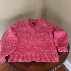 GAP Pink Marled V-Neck Sweater